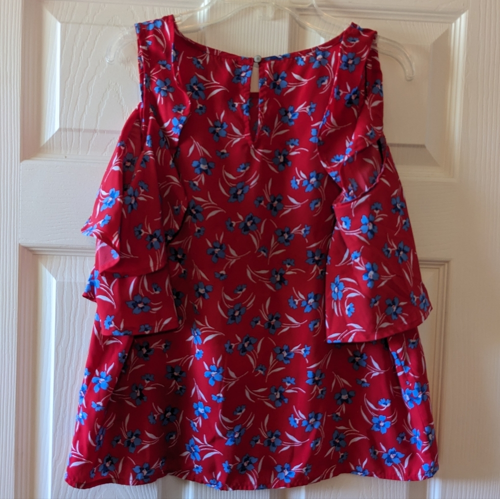 Tommy Hilfiger Floral Cold Shoulder Shirt Size M - Picture 4 of 5